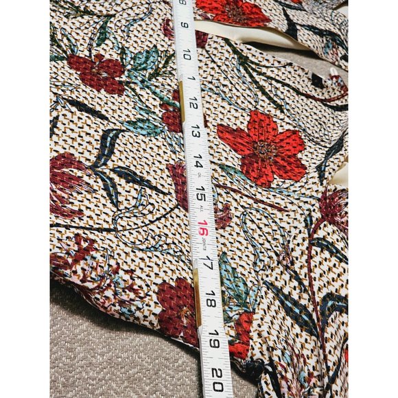 Feelib Shift Dress size 1X floral cutout cream red long sleeve - Picture 5 of 8